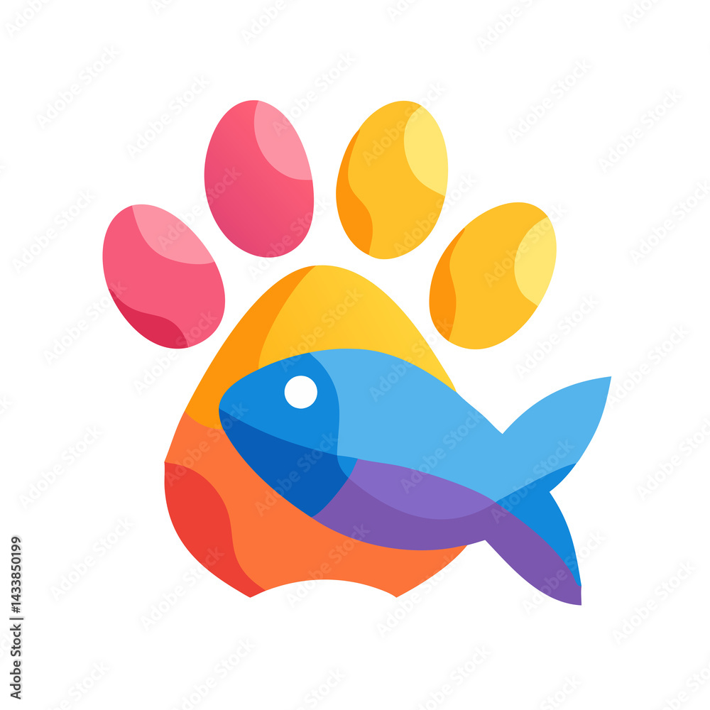 Obraz premium Colorful Paw Fish Icon