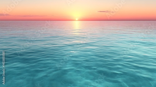 Calm ocean sunset with tranquil sea.