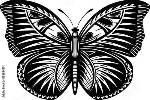 Beautiful black and white butterfly design showcasing intricate patterns and details