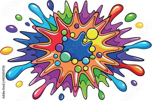 Colorful splash design bursting with vibrant hues and playful elements showcasing creativity and artistic expression
