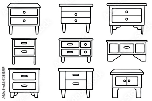 Bedside tables cozy vibes line art