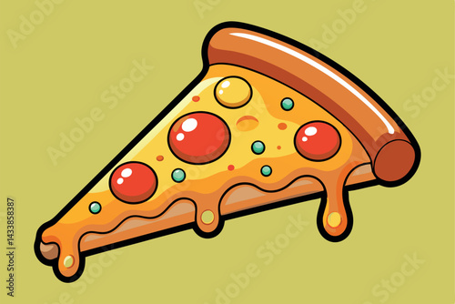 Cheesy pepperoni pizza slice dripping with flavor on a bright background