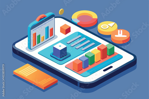 Data visualization and analytics displayed on a digital device with charts and graphs