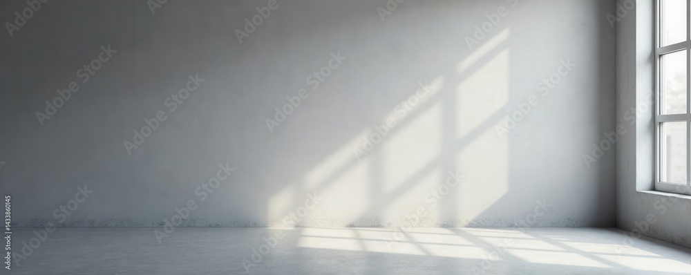 Obraz premium Empty studio with gradient gray wall and bright overhead light Clean, minimal backdrop , simple, visual