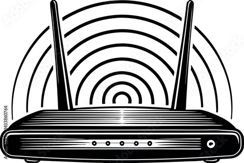 Wireless router transmits internet signals with antennas in an abstract design