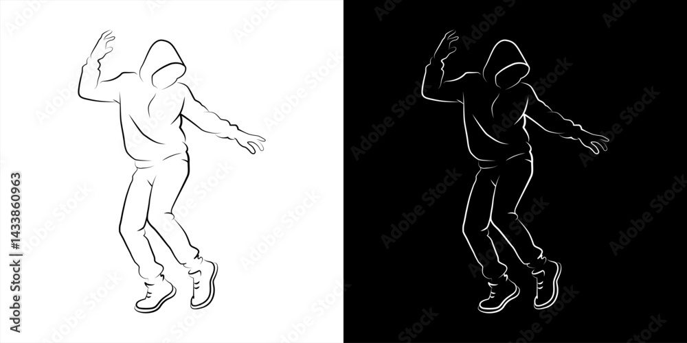 Fototapeta premium Hip-Hop Dancer single Line Drawing, vector 10 eps.