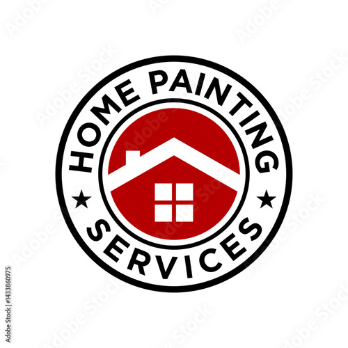 Home painting service logo vector illustration template. Simple letter icon in circle