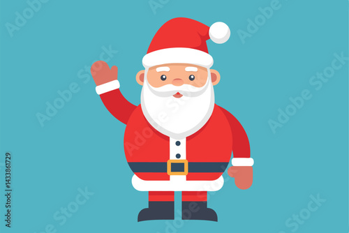 Santa Claus waves cheerfully in a festive illustration celebrating the holiday spirit of Christmas