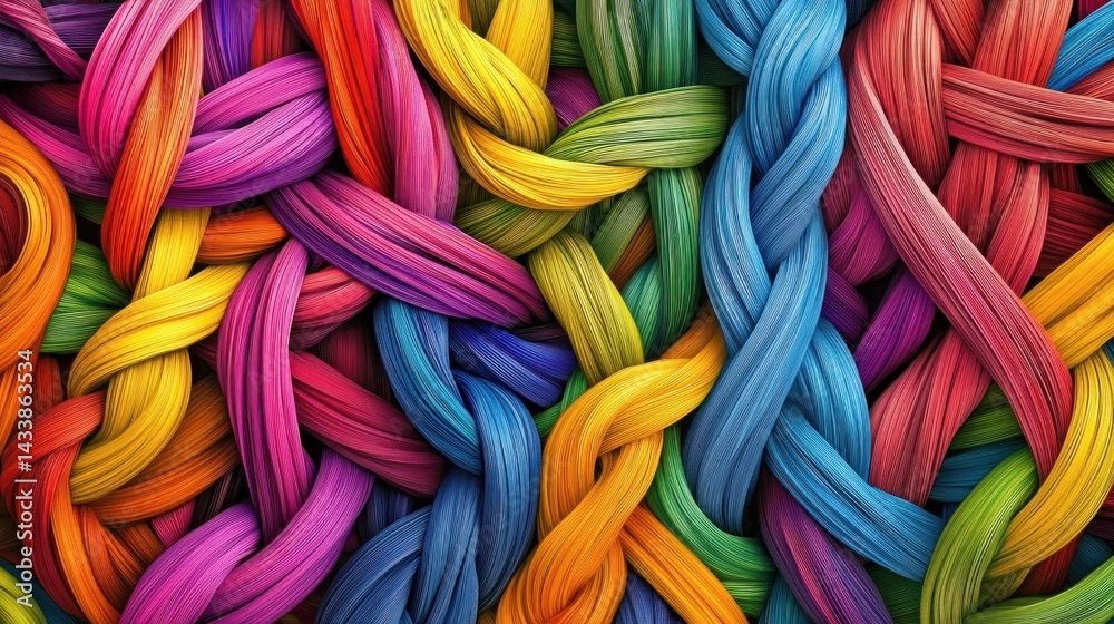 Vibrant, colorful braided threads