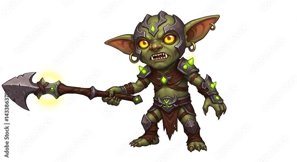 Fototapeta premium Goblin Warrior with Spear: Fantasy Art
