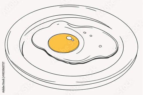 Fried egg on a white plate with yellow yolk and delicate edges perfect for breakfast or brunch options