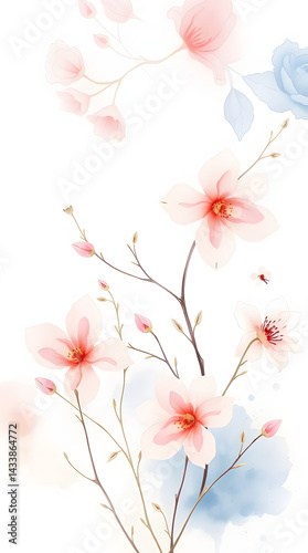 Watercolor Painting of a Delicate Floral Background