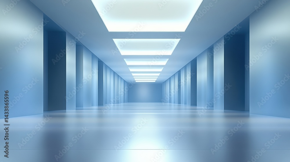 Fototapeta premium Empty Modern Blue Corridor