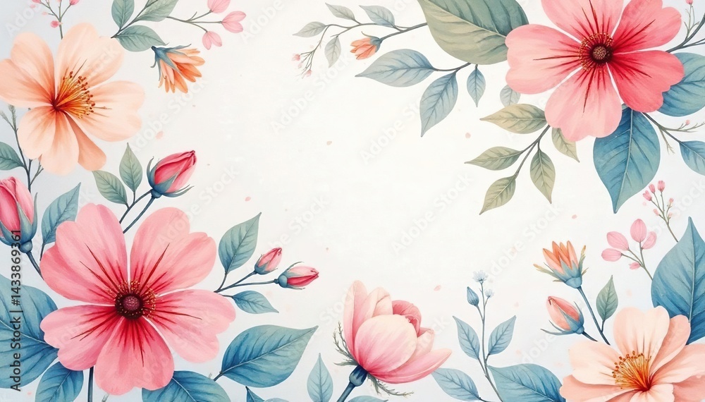 Obraz premium Delicate watercolor floral pattern, soft pastel shades, background, illustration