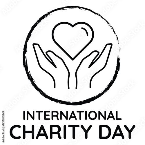 International charity day help support heart in hands icon vector illustration for global giving kindness humanity love aid compassion care.
