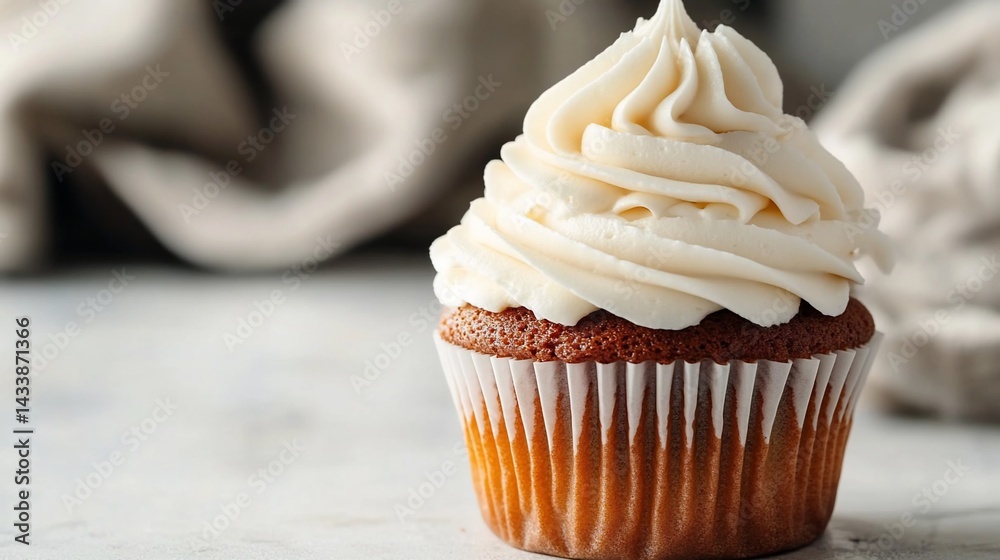 Delicate cupcake with creamy frosting