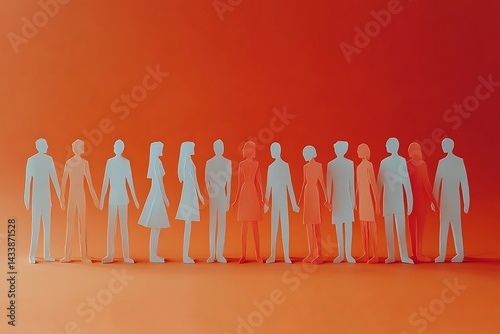 Paper People Holding Hands Diverse Unity Teamwork