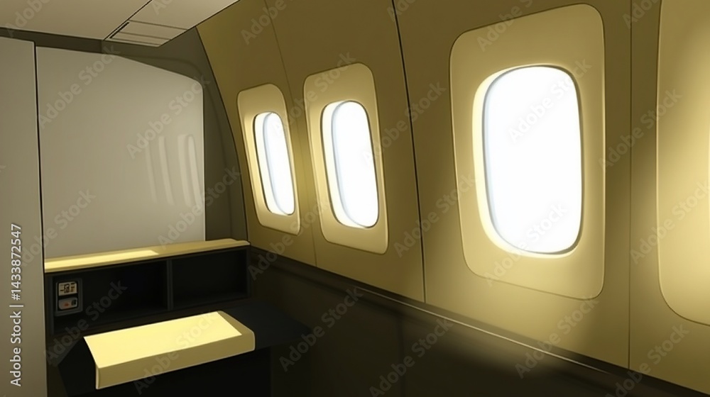 Airplane interior, cabin section