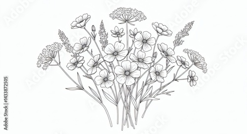 Flower outline isolated on white background