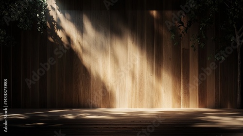 Soft Light and Shadows on Wooden Wall with Natural Elements