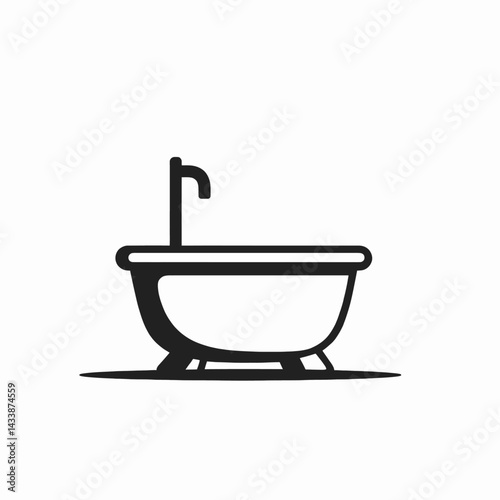 Black and white bathtub icon illustration