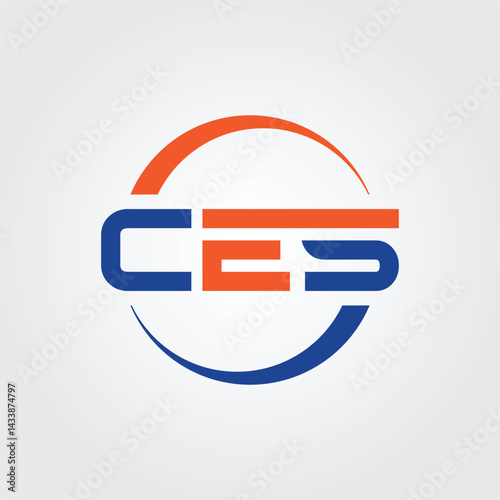 Lettering CES initial logo icon illustration
