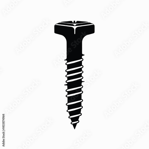 Black screw with square head on white