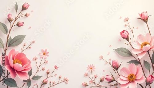 Wallpaper Mural Subtle floral motif, pastel hues, delicate design, serene, floral, flowers Torontodigital.ca