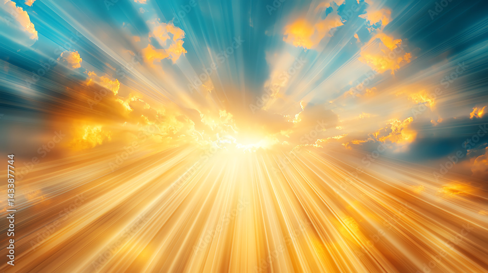 Fototapeta premium A stunning sunrise with golden rays illuminating the sky, creating a vibrant and hopeful atmosphere.
