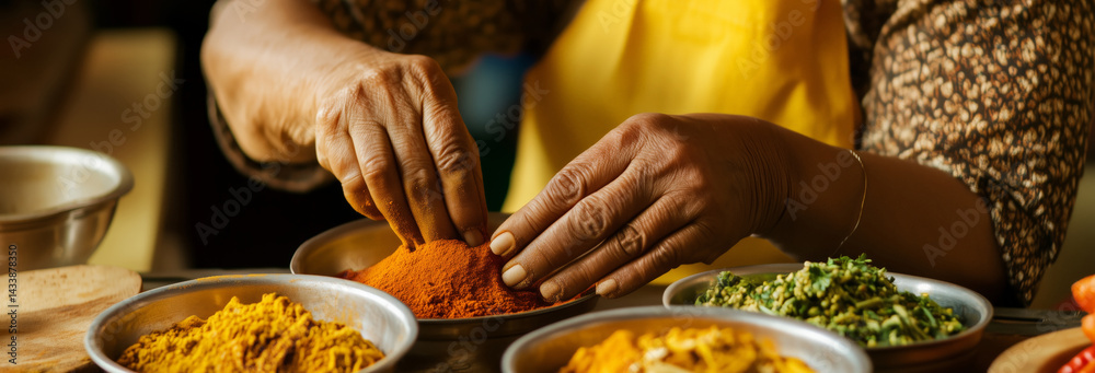 a home cook tasting different spices and enjoying themselves in the kitchen