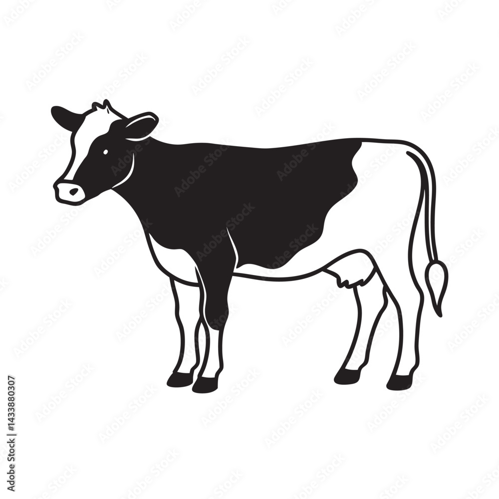 Holstein Friesian Cow Outline Silhouette Artwork Holstein Friesian Cow Outline Silhouette Artwork