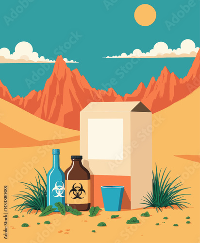 Desert Biohazard Waste with Box and Bottles