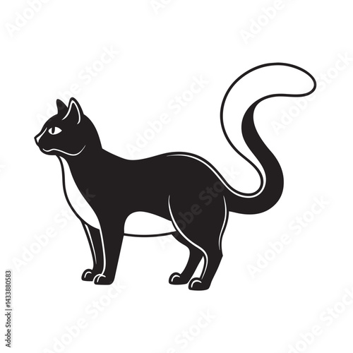 Obraz na plátně Highlander Cat Curled Ears Silhouette Art