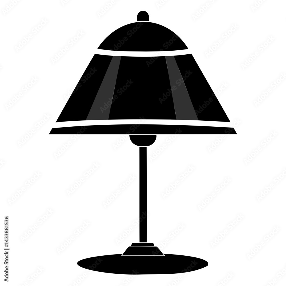 Fototapeta premium Black Vector table lamp, Table lamp icon silhouette vector design on transparent background