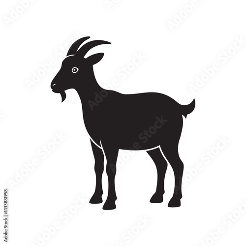 Alpine Goat Breed Black Silhouette Vector