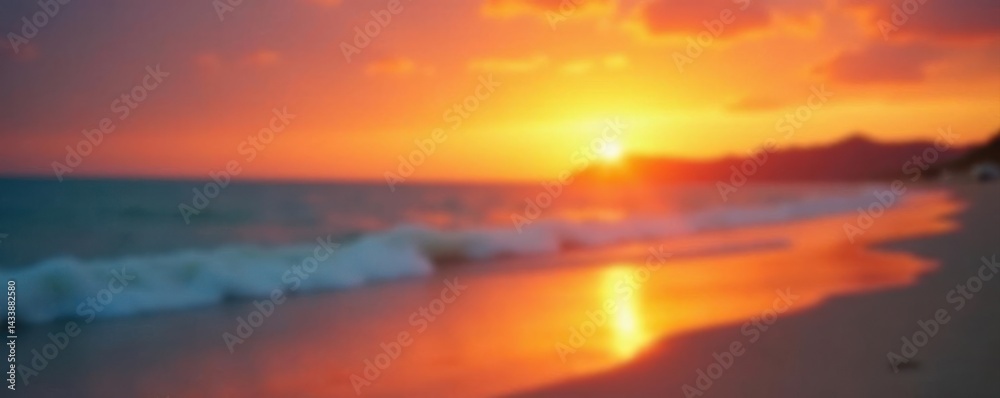 Fototapeta premium Soft, blurry sunset; orange and yellow hues, beach texture, evocative, sand, yellow