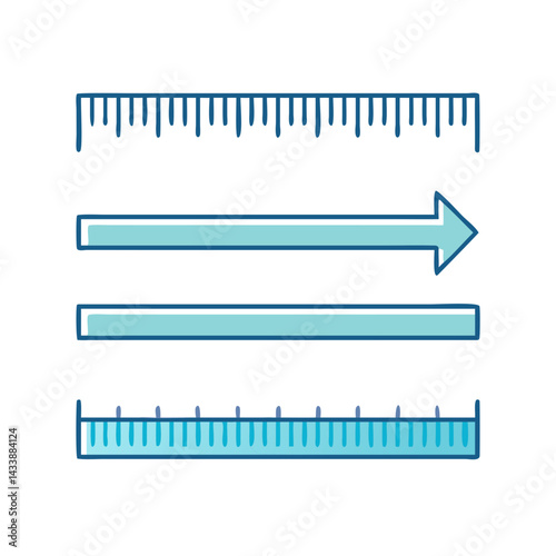 Illustration of Measurement Elements Showing Length, Direction and Segmentation on Black Background
