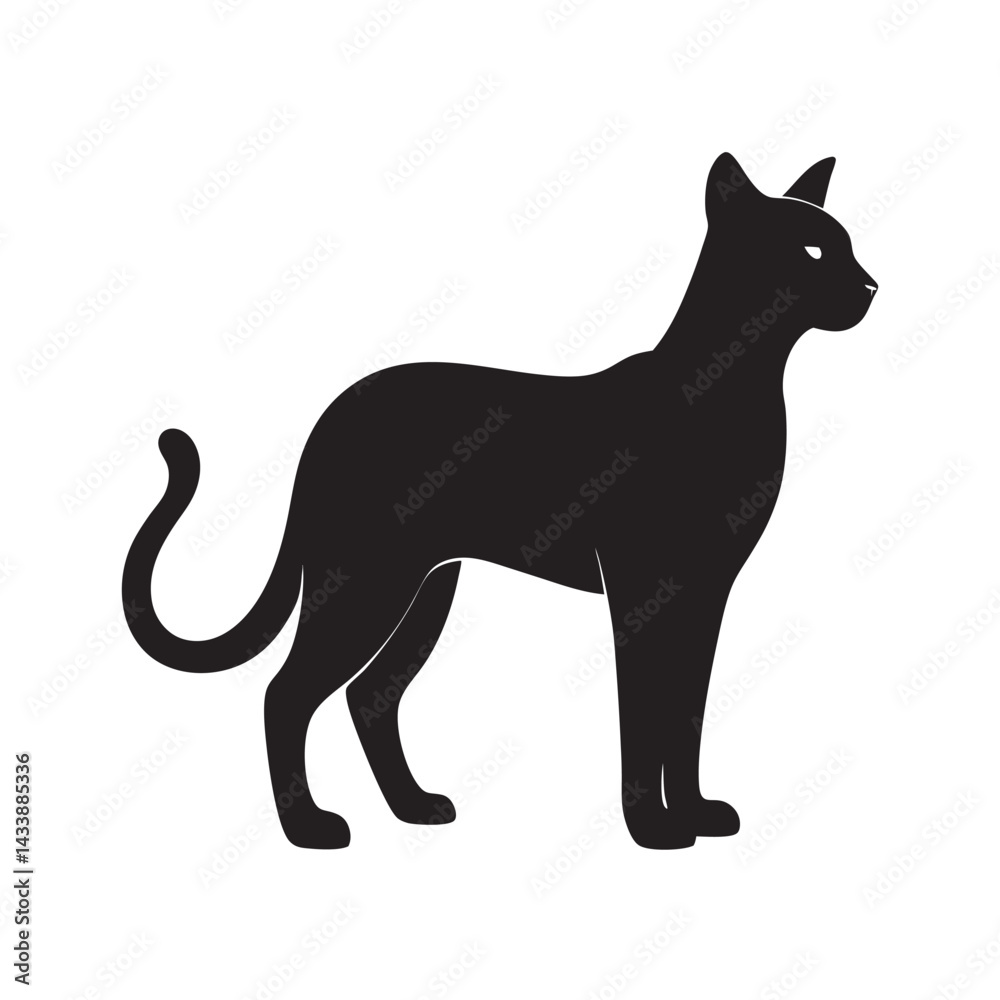 Obraz premium Serengeti Cat Breed Black Silhouette Illustration