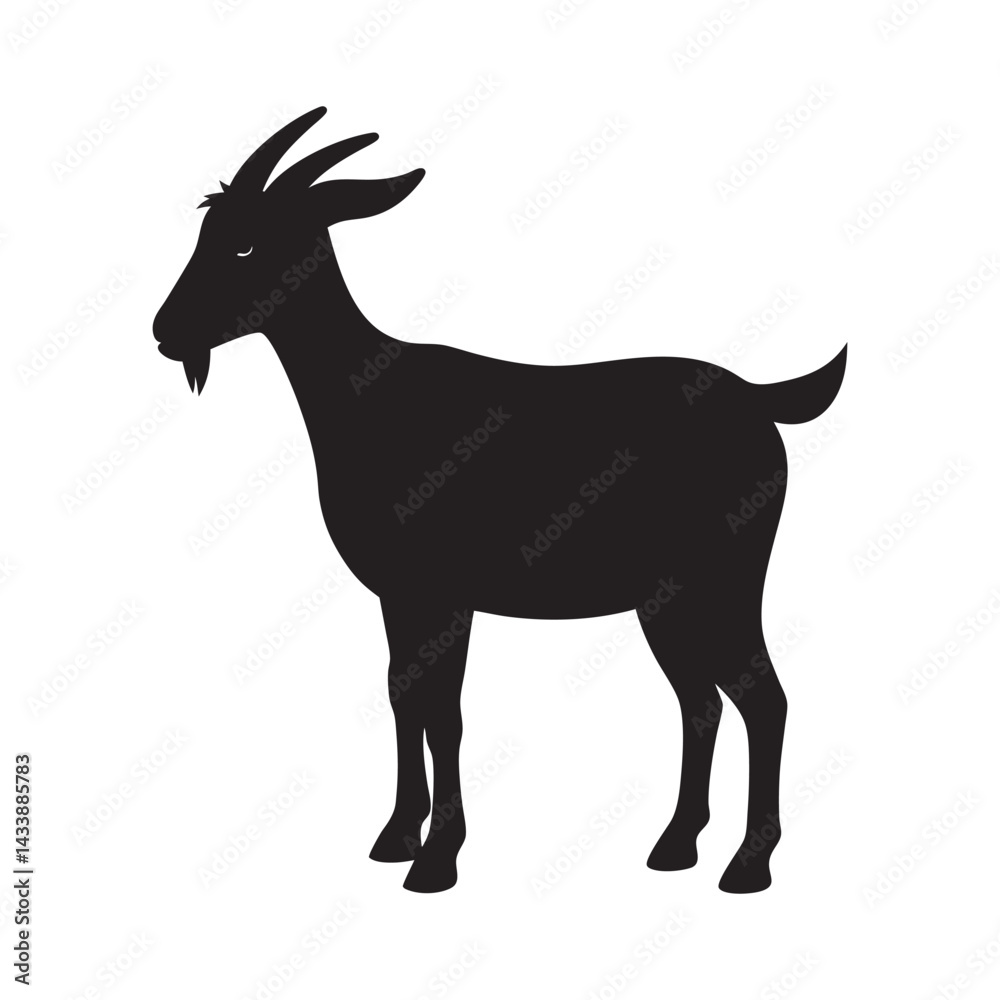 Fototapeta premium Oberhasli Goat Silhouette Black Vector Design