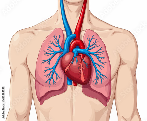 Human Anatomy: Heart, Lungs, and Circulatory System Diagram