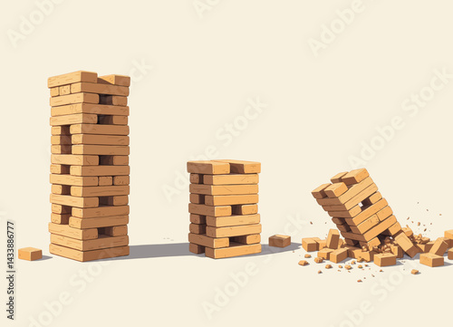 Jenga Tower Game: Stability to Collapse Diagram