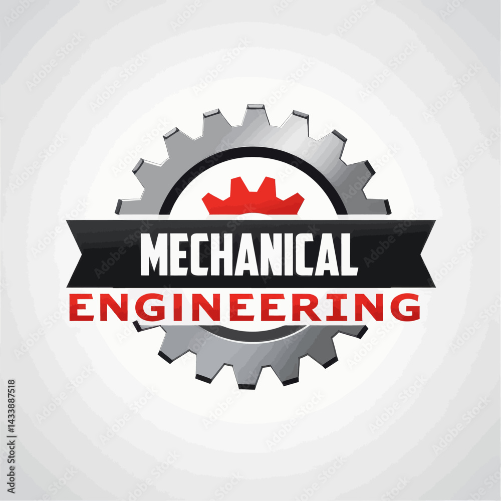 Obraz premium Mechanical Engineering design with gear and ribbon