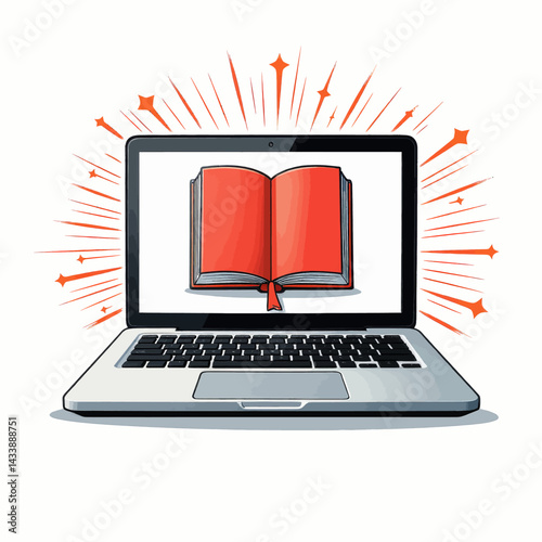 Online Education: Open Book on Laptop Screen