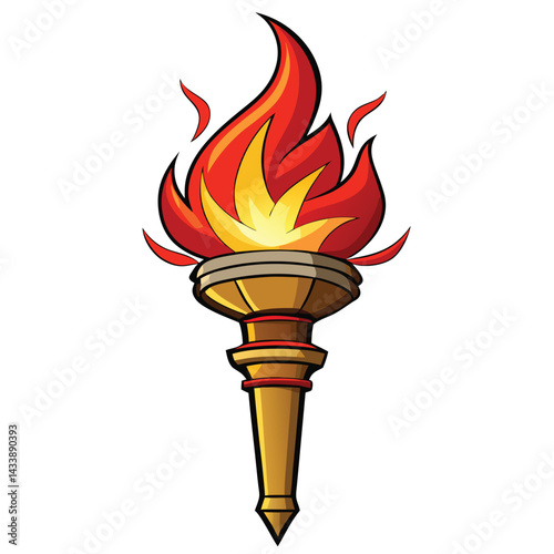 torch fire Illustration of a burning torch on a white background, vector illustration