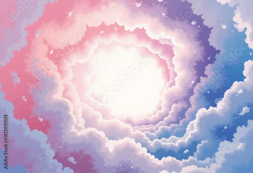 Pastel Clouds Vortex with Bright Center Light