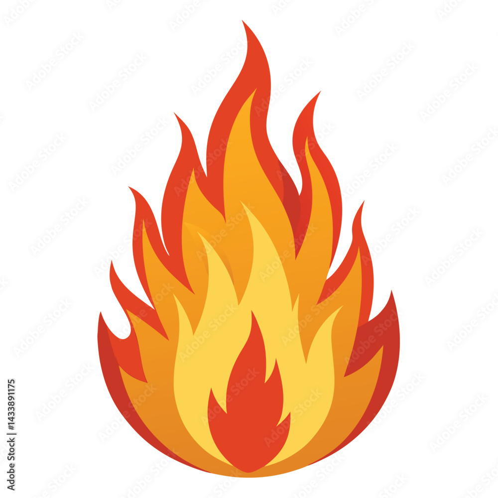 Fire Flame Burning Heat Red Yellow Vector Illustration White Background