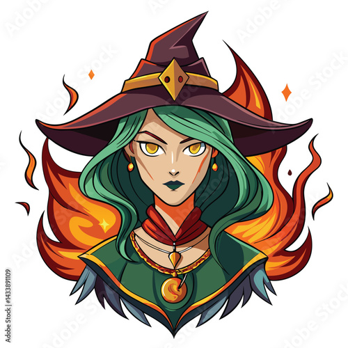 A woman with anger, emotion, and fire Angry man in a fire. Vector illustration for your design.