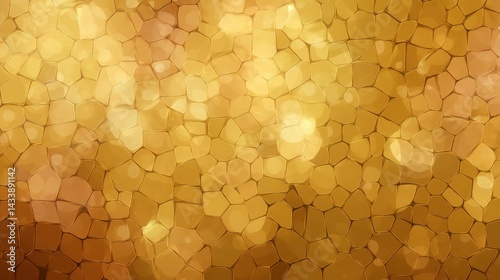 Abstract golden mosaic illustration with light reflections, luxury background. Perfect for wallpaper, textures, or decorative designs.