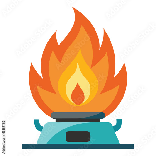 Fire Flame Burning Heat Red Yellow Vector Illustration White Background