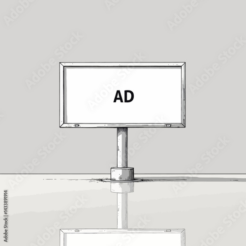 Sketch of a billboard with the word AD on it